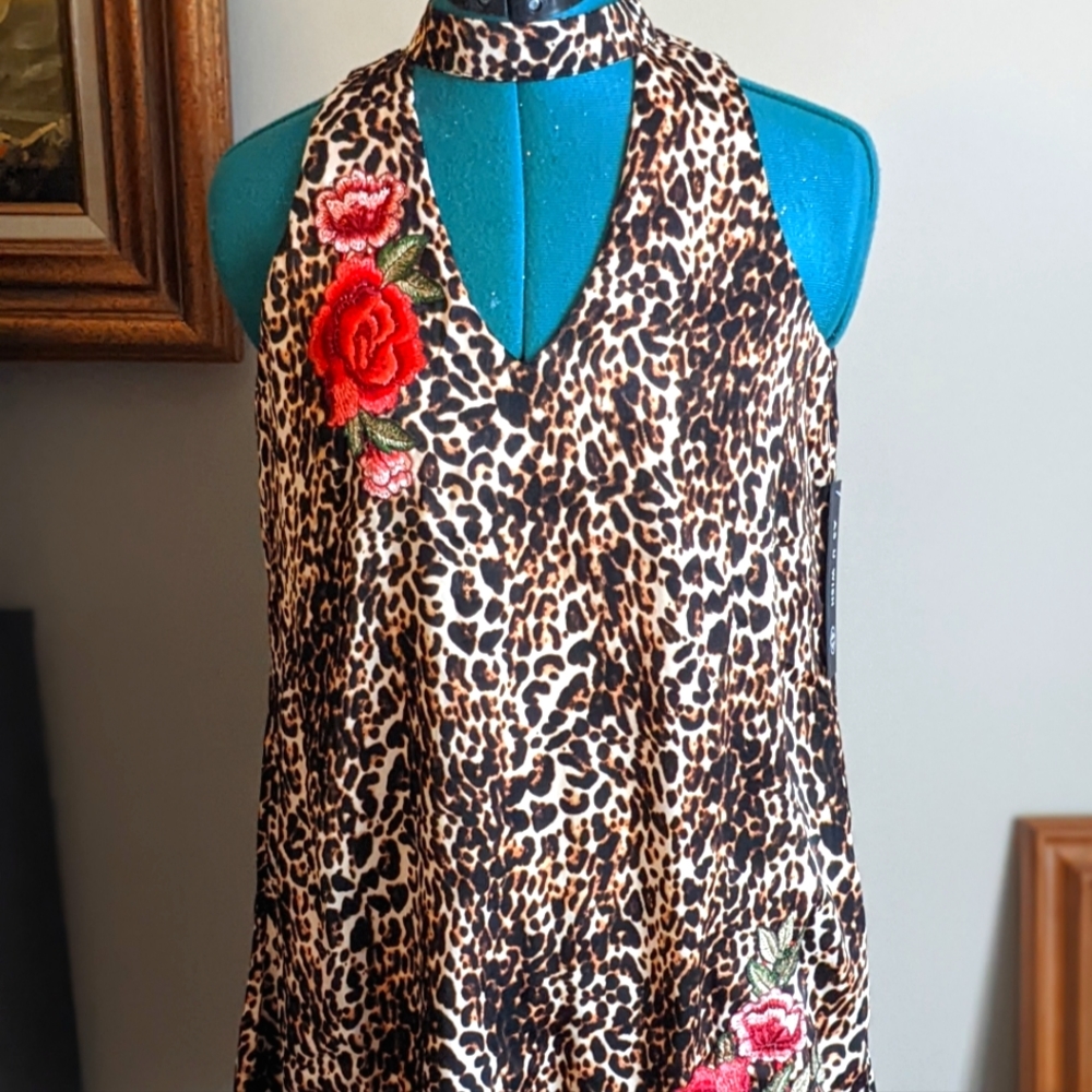 As U Wish Roses and Cheetah Print Dress - Small